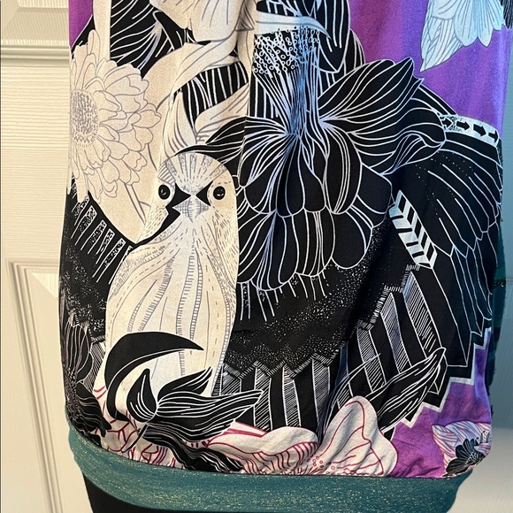 Custo Premium Purple Black Owl Silk Blend Sequined Tank Top Size 2 - Picture 3 of 8